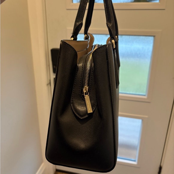 kate spade Black Leather Structured Satchel with Neutral Trim - Picture 2 of 3